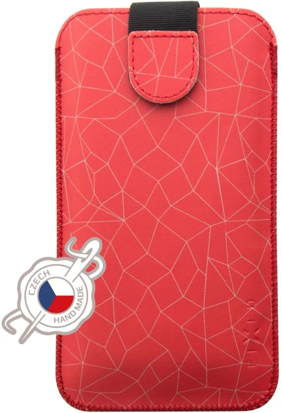 Puzdro na mobil FIXED Soft Slim so zatváraním PU kože veľkosť 6XL+ motív Red Mesh