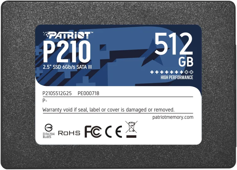 SSD disk Patriot P210 512GB, 2.5", SATA III, QLC (Quad-Level Cell), rýchlosť čítania