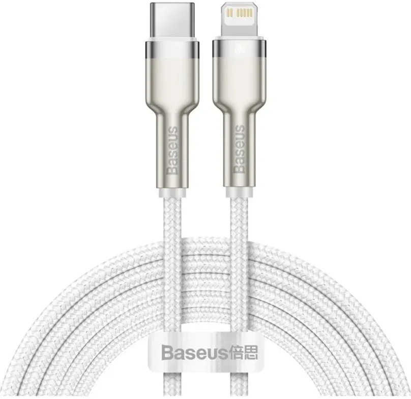 Dátový kábel Baseus Cafule Series nabíjací / dátový kábel USB-C na Lightning PD 20W 2m, biela
