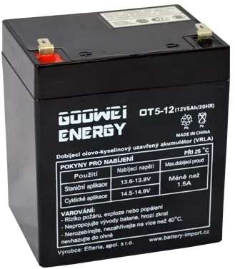 Batéria pre záložné zdroje GOOWEI ENERGY Bezúdržbový olovený akumulátor OT5-12, 12V, 5Ah