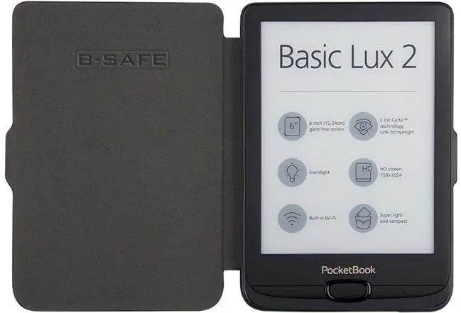 Puzdro na čítačku kníh B-SAFE Lock 1246 - Puzdro pre Pocketbook 627/628/616/617/632/633 - fialové, AutoSleep, magnet
