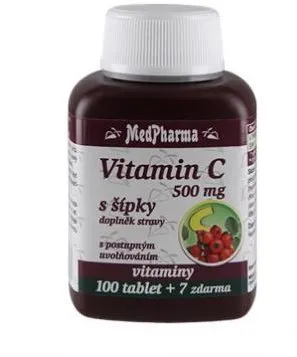 Vitamín C MedPharma Vitamín C 500 mg so šípkami, predl. účinok - 107 tbl.