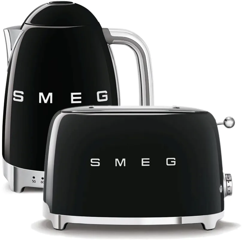 Set SMEG 50's Retro Style Kanvica 1,7 l LED čierna + hriankovač 2x2 čierny 950W