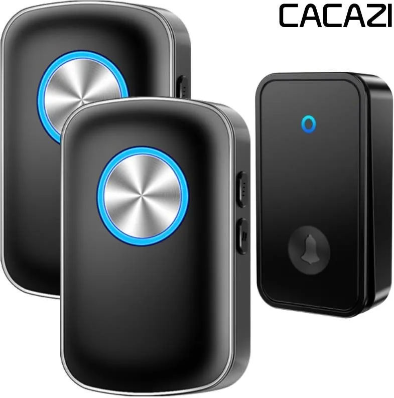 Zvonček CACAZI FA28 Bezdrôtový bezbatériový zvonček - 2x prijímač + 1x tlačidlo - čierny