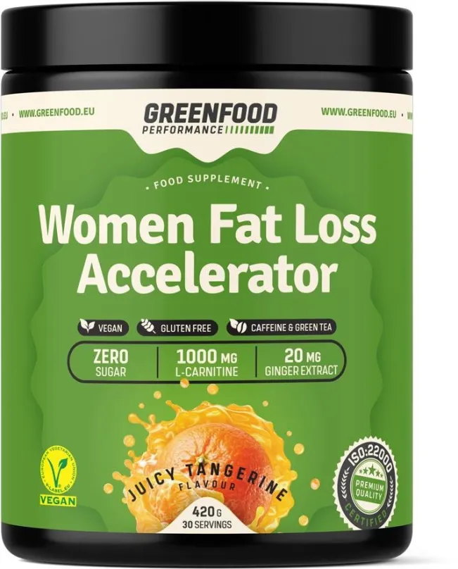 Spaľovač tukov GreenFood Nutrition Performance Women Fat Loss Accelerator Juicy tangerine 420g