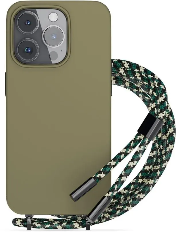 Kryt na mobil Epico silikónový kryt so šnúrkou pre iPhone 13 / 14 - zelený