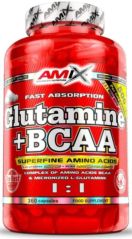 Aminokyseliny Amix Nutrition L-Glutamín + BCAA 360 kapslí