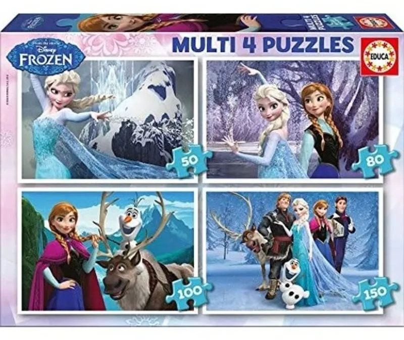 Puzzle Educa Puzzle Ľadové kráľovstvo 4v1 (50,80,100,150 dielikov)