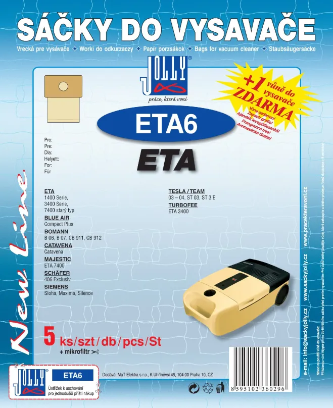 Vrecká do vysávača Vrecká do vysávača ETA6