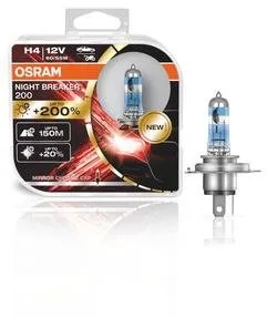 Autožiarovka OSRAM H4 NIGHT BREAKER 200, +200%, DUO BOX