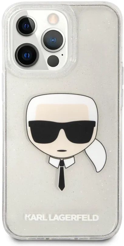 Kryt na mobil Karl Lagerfeld TPU Full Glitter Karl Head Kryt pre Apple iPhone 13 Pro Silver