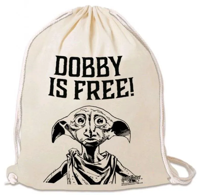 Vak na chrbát LOGOSHIRT Harry Potter: Dobby is free!, béžový, 35 x 44 cm
