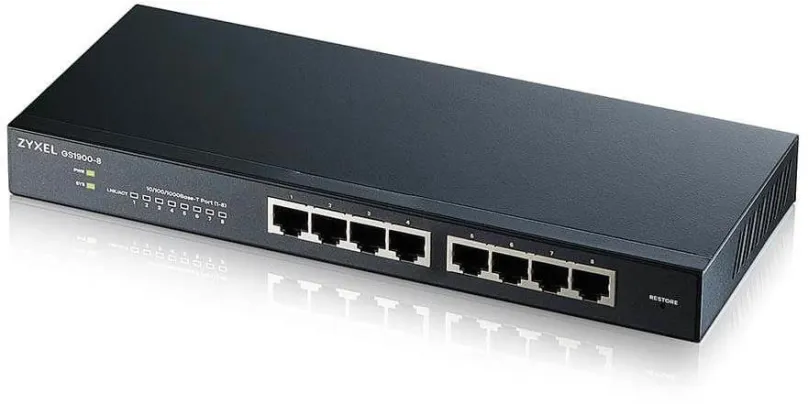 Switch Zyxel GS1900-8-EU0102F, desktop, 8x RJ-45, IGMP Snooping, L2, spravovateľnosť (smar