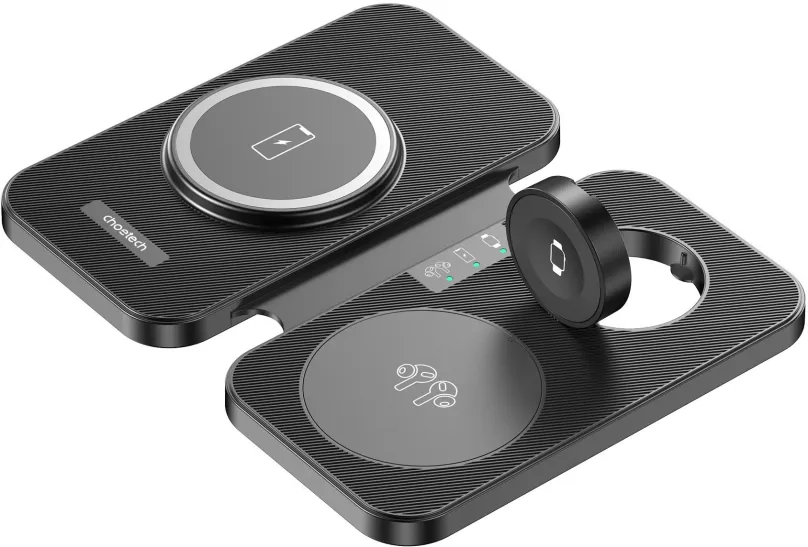 MagSafe bezdrôtová nabíjačka ChoeTech 3-in-1 MagSafe Wireless Charger Black
