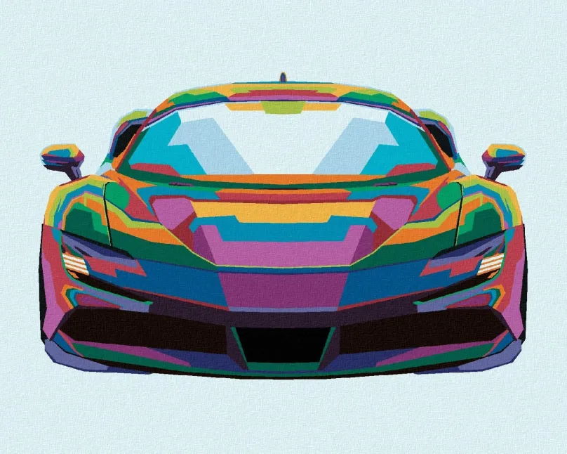 Maľovanie podľa čísel Farebné športové auto, 80x100 cm, bez rámu a bez vypnutia plátna