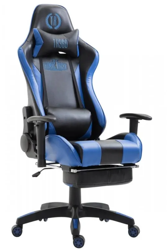 Herná stolička BHM GERMANY Boavista, syntetická koža, čierna / modrá