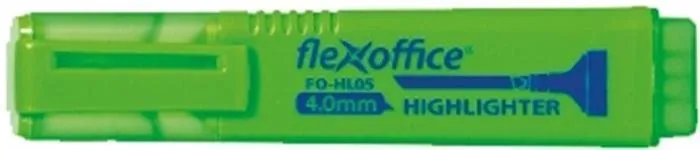 Zvýrazňovač FLEXOFFICE HL05 4mm zelený, pre domáce aj kancelárske použitie, skosený hrot,
