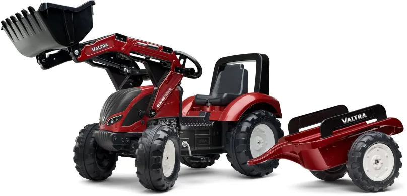 Šliapací traktor šliapací traktor Valtra S4 s predným nakladačom a vlečkou