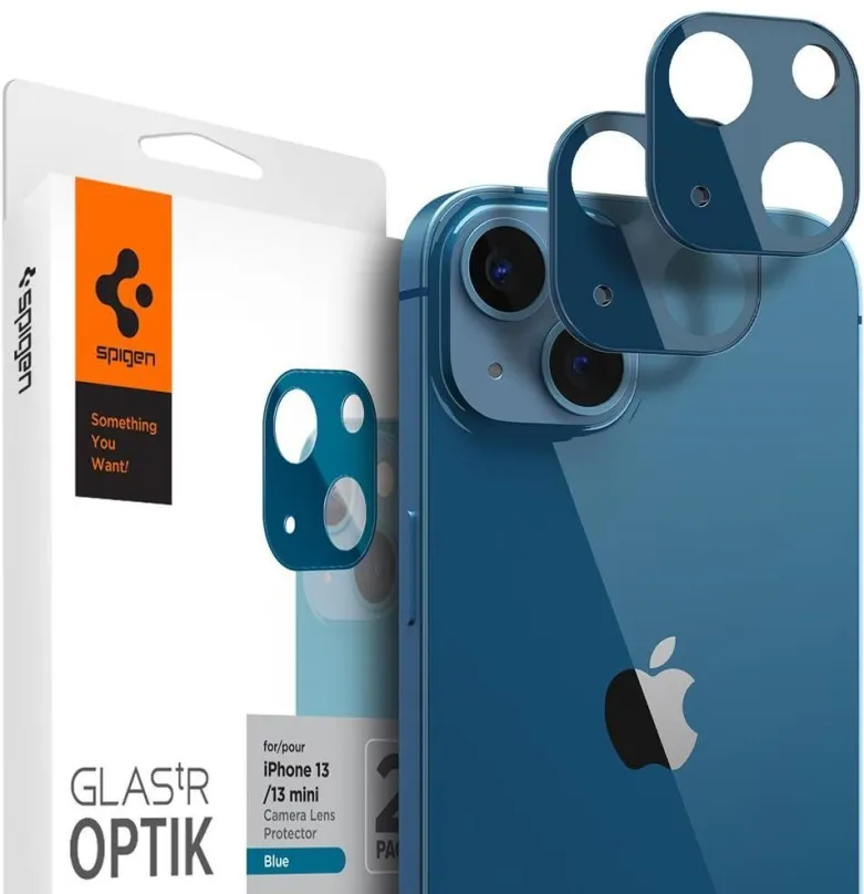 Ochranné sklo na objektív Spigen TR Optik 2 Pack Blue iPhone 13/13 mini