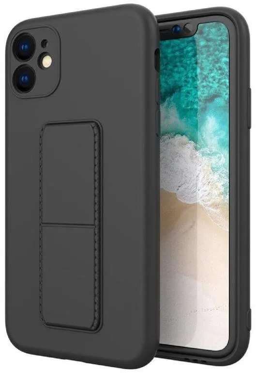 Kryt na mobil Kickstand silikónový kryt na Samsung Galaxy M31s, čierny
