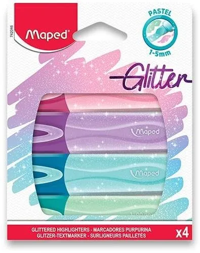 Zvýrazňovač MAPED Fluo Peps Glitter - sada 4 farieb