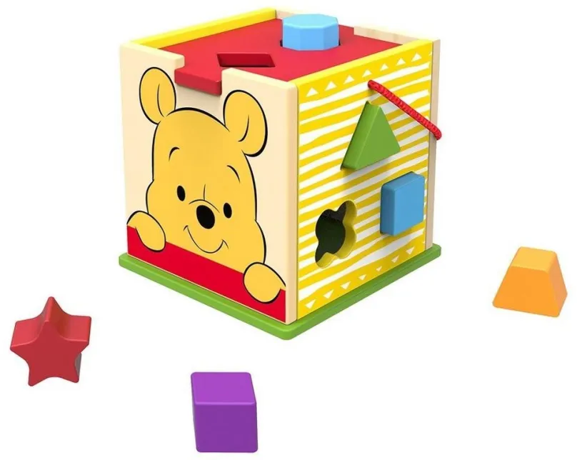 Vkladačka Winnie kocka náučná - rôzne tvary, 16,5 x 16,5 x 19 cm