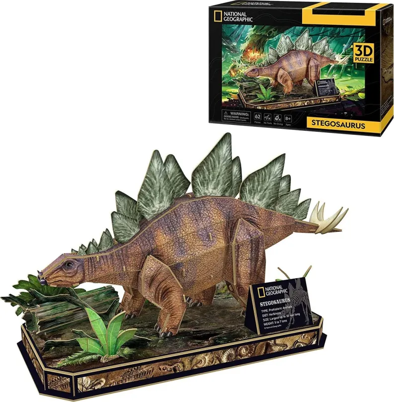 3D puzzle CUBICFUN 3D puzzle National Geographic: Stegosaurus 62 dielikov