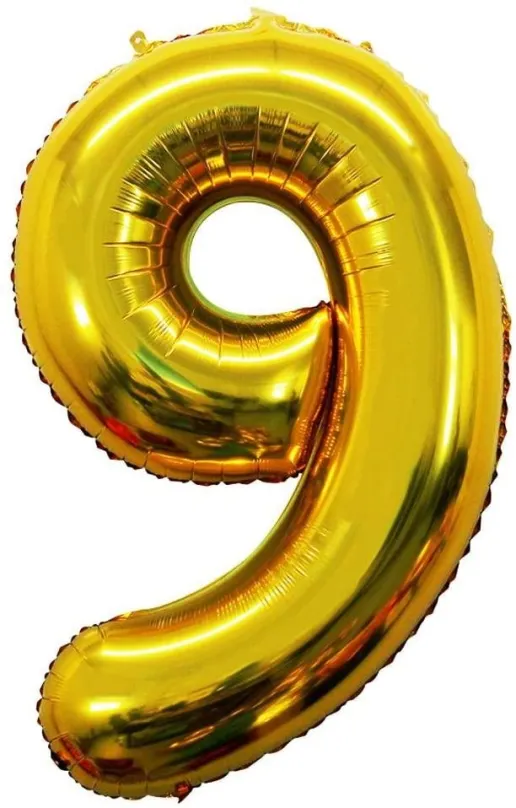 Balóniky Atomia fóliový balón narodeninové číslo 9, zlatý 46 cm