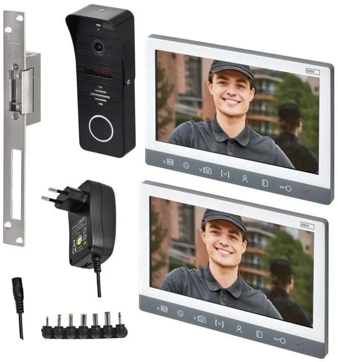 Videotelefón EMOS Sada videotelefónu EM-10AHD s 2 monitormi a elektronickým zámkom otvorené/zatvorené