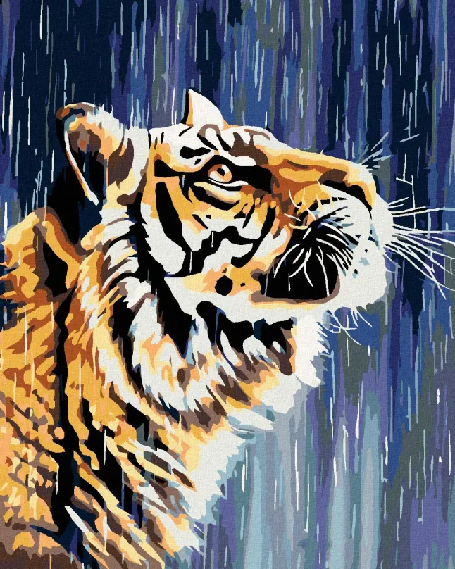 Diamantové maľovanie Diamondi - Diamantové maľovanie - TIGER PRI VODOPÁDE, 40x50 cm, bez rámu a bez vypnutia plátna