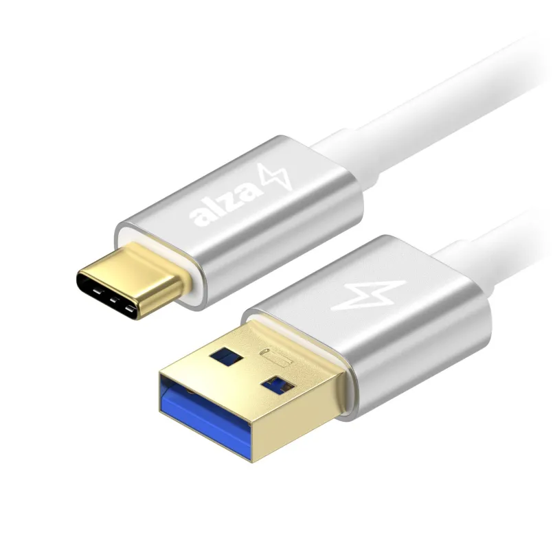 Dátový kábel AlzaPower AluCore USB-C 3.2 Gen 1, 2m strieborný