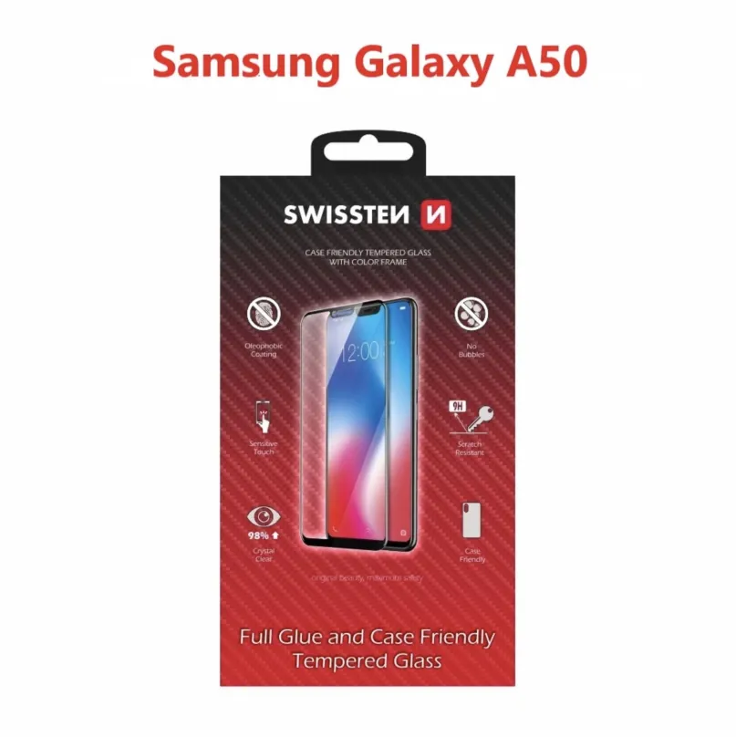 Ochranné sklo Swissten Case Friendly pre Samsung Galaxy A50 čierne