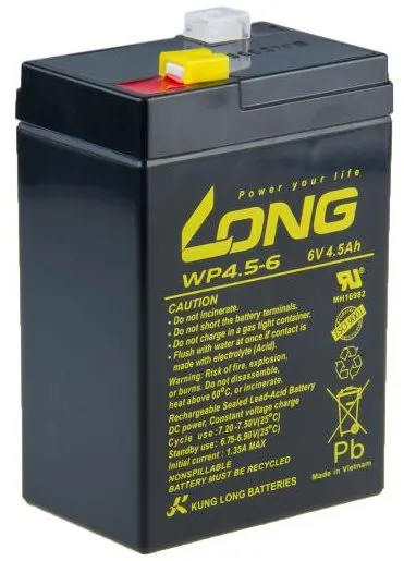 Náhradná batéria LONG Long 6V 4.5Ah olovený akumulátor F1 (WP4.5-6)