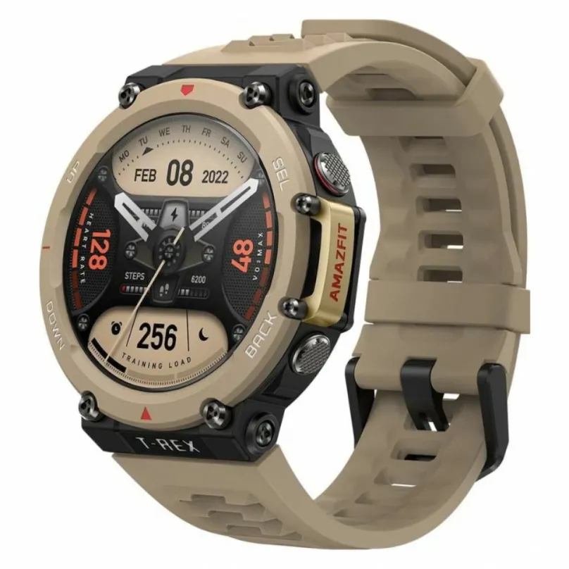 Chytré hodinky Amazfit T-Rex 2 Desert Khaki, pre mužov aj ženy, s ovládaním v slovenčine,