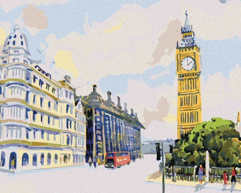 Maľovanie podľa čísel Big Ben v Londýne, 80x100 cm, bez rámu a bez vypnutia plátna