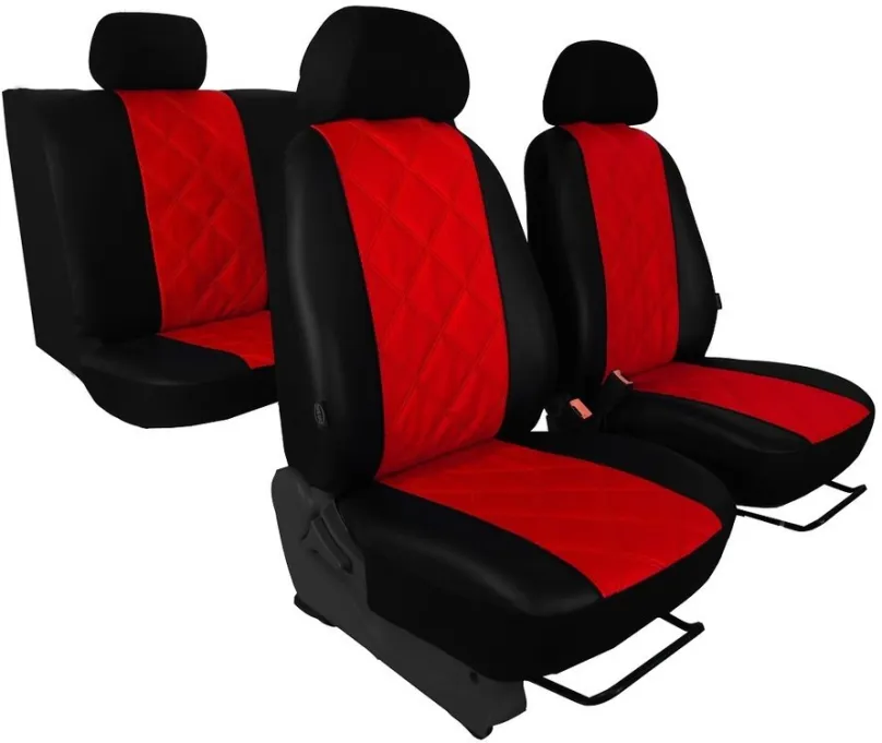 Autopoťahy SIXTOL Škoda Fabia II, kožené EMBOSSY, delené zadné sedadlá, červené
