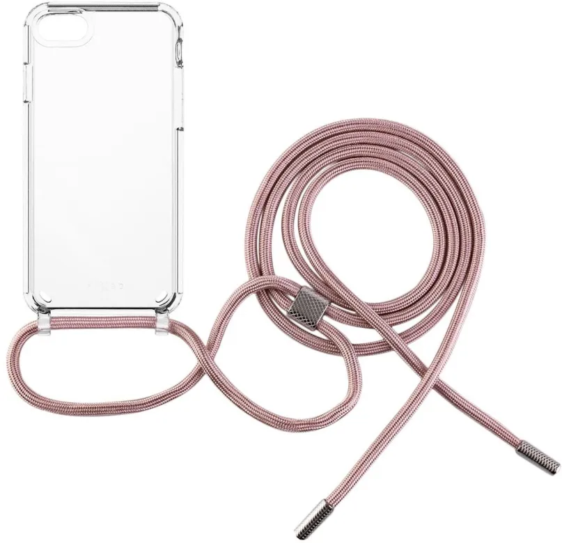 Kryt na mobil FIXED Pure Neck AntiUV s ružovou šnúrkou na krk pre Apple iPhone 7/8/SE (2020/2022)