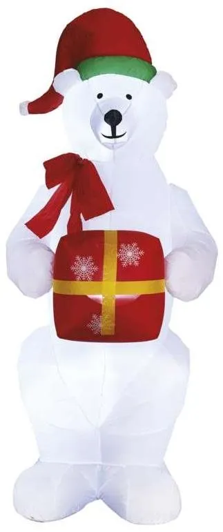 Vianočné osvetlenie EMOS LED ľadový medveď s vianočným darčekom, nafukovací, 240 cm, vonkajšie aj vnútorné, studená biela