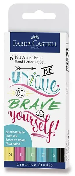 Popisovač FABER-CASTELL Pitt Artist Pen Hand Lettering, 6 farieb