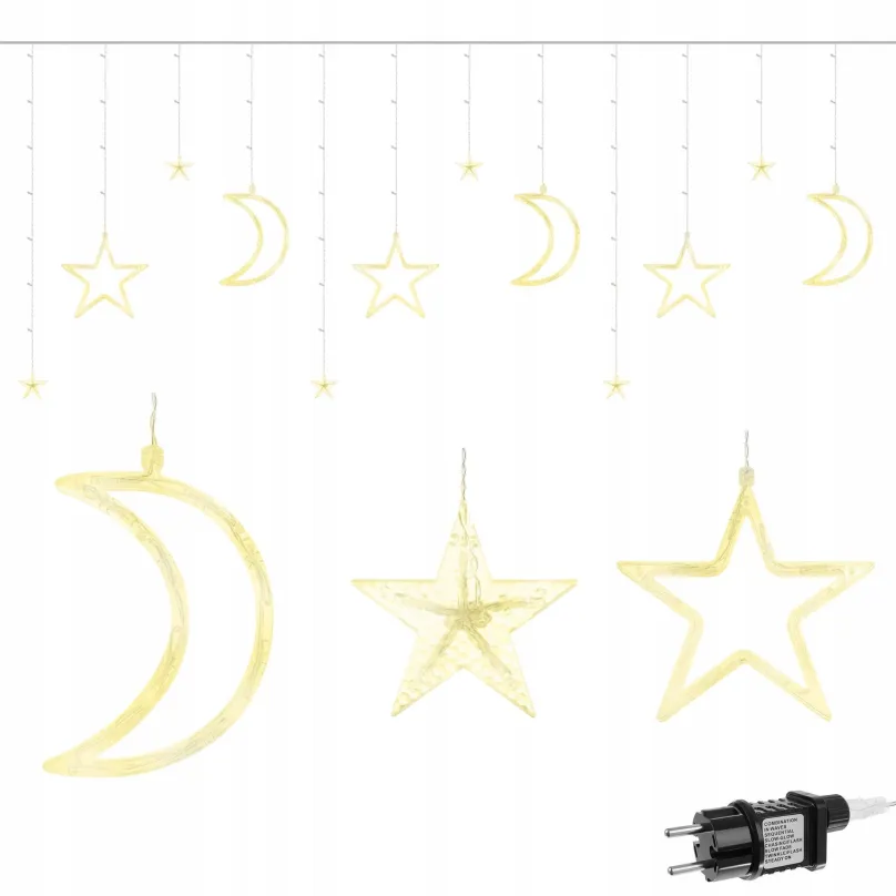 Vianočné osvetlenie ISO 11329 hviezdy, mesiac 138 LED teplá biela