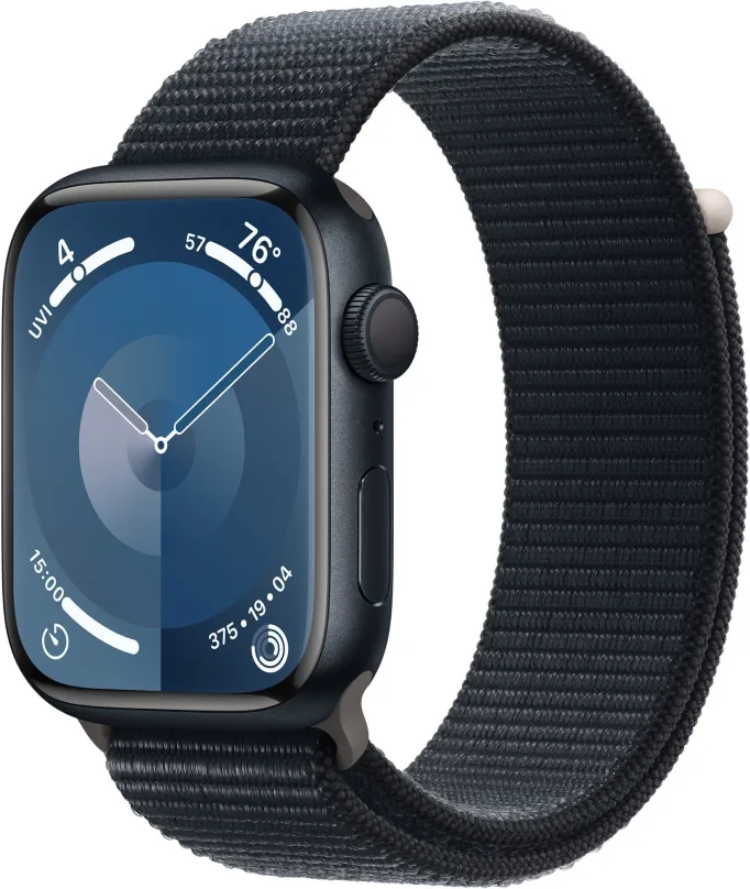 Chytré hodinky Apple Watch Series 9 45mm Temne atramentový hliník s temne atramentovým prevliekacím športovým remienkom
