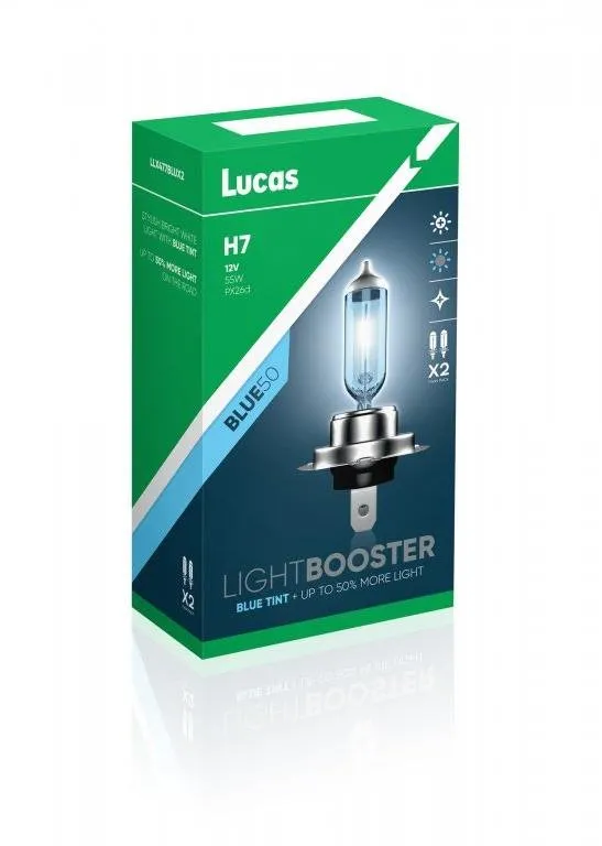 Autožiarovka Lucas LightBooster H7 12V 55W +50% Blue sada 2ks