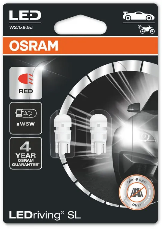 LED autožiarovka OSRAM LEDriving SL W5W Červená 12V dva kusy v balení