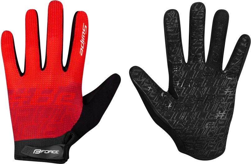 Cyklistické rukavice Force MTB SWIPE, červené XL, dlhoprsté, veľkosť XL, obvod dlane 22