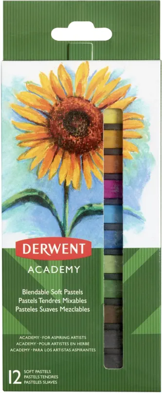 Kriedy DERWENT Academy Soft Pastels hranaté farebné kriedy - balenie 12 ks