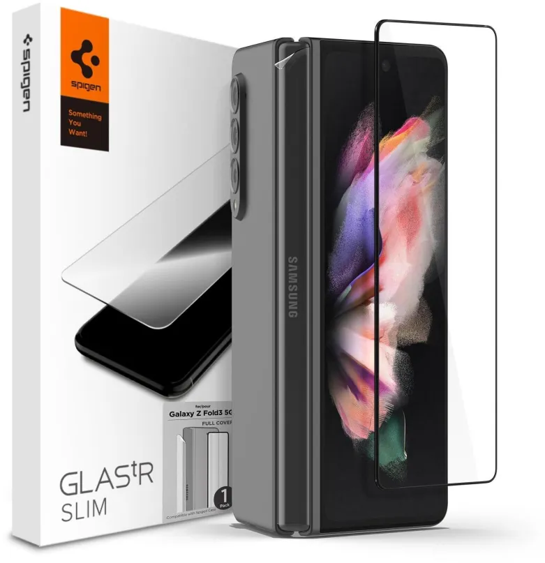 Ochranné sklo Spigen TR Full Cover Black + Film (Hinge) Samsung Galaxy Z Fold3 5G
