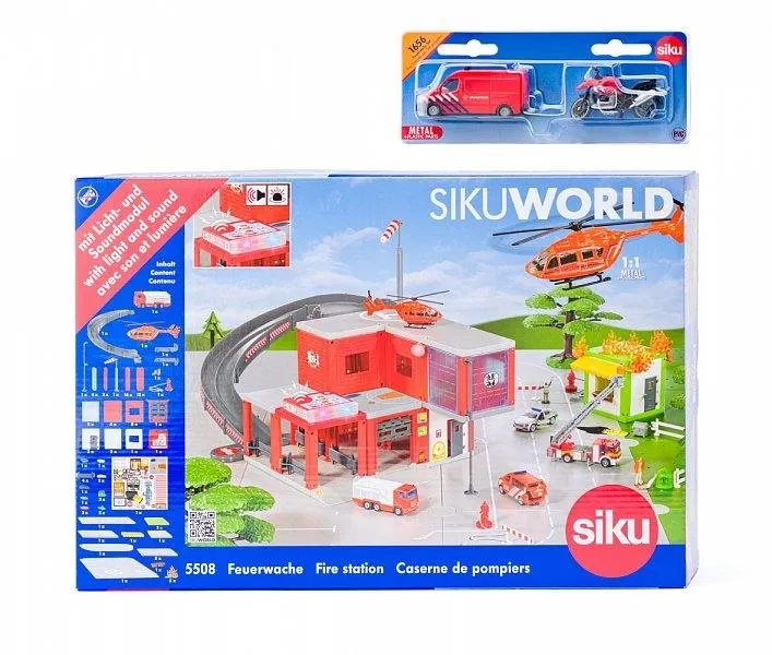 Auto Siku World - požiarna stanica s hasičským autom