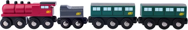 Príslušenstvo k vláčkodráze Woody Parná lokomotíva s uhlím a osobnými vozňami