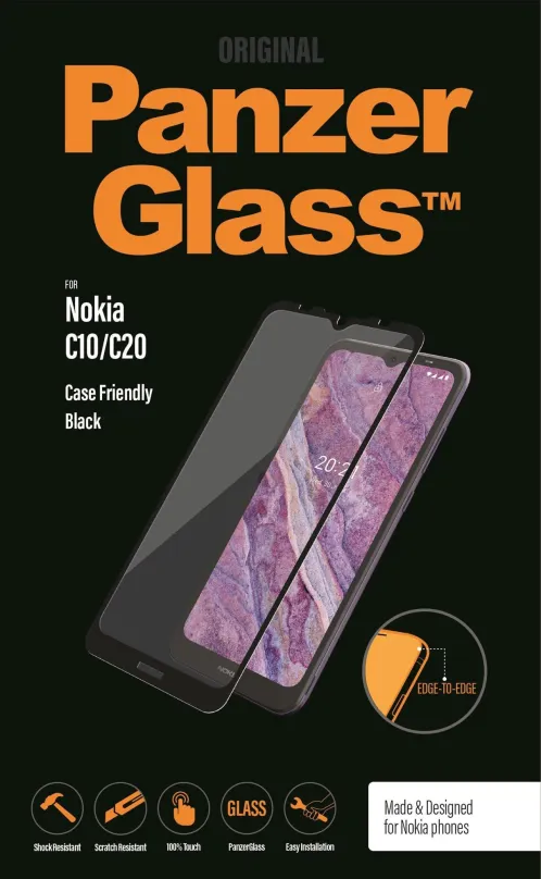 Ochranné sklo PanzerGlass Edge-to-Edge Nokia C10/C20, pre Nokia C10 a C20, zaoblenie 2.5D,