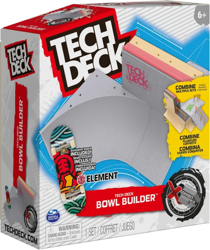 Fingerboard Tech deck Xconnect Park, plastový, s plastovými kolieskami, viacfarebný, biela